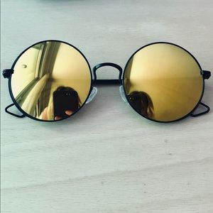 Round gold mirror polarized sunglasses Zenni